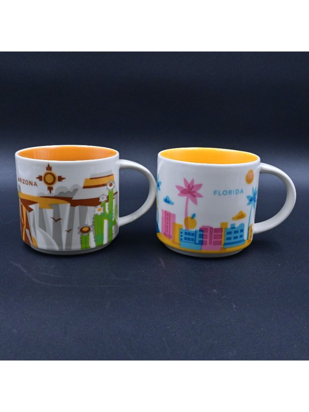 Starbucks You Are Here Arizona & Florida Collection Ceramic Mugs 14 Oz Set of 2